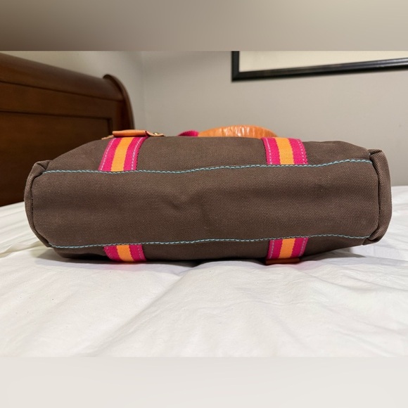 Chic Brown Tote with Pink and Orange Accents - Picture 5 of 8